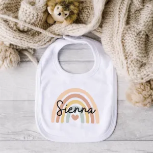 Baby Rainbow Personalised Name Baby Bib