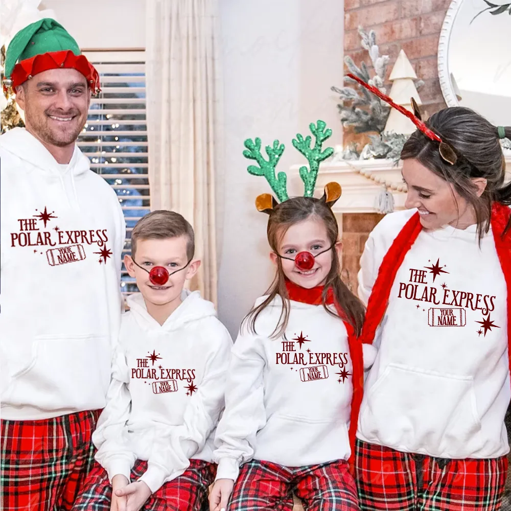 Choose Your Name The Polar Express Personalised Family Matching Hoodies