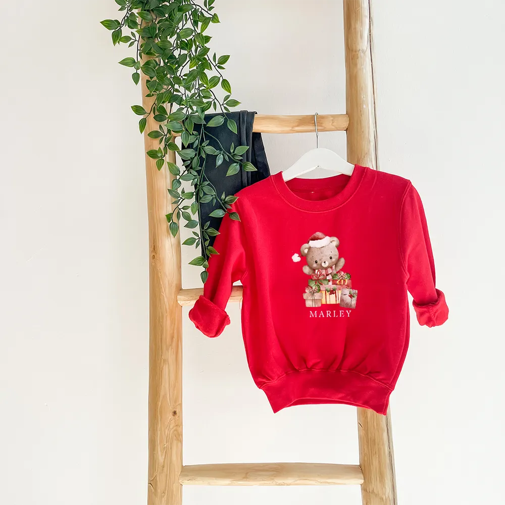 Christmas Bear Personalised Kid's Sweatshirt