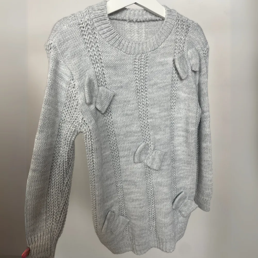 Coquette Bow Knitted Jumper Grey