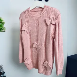 Coquette Bow Knitted Jumper Pink