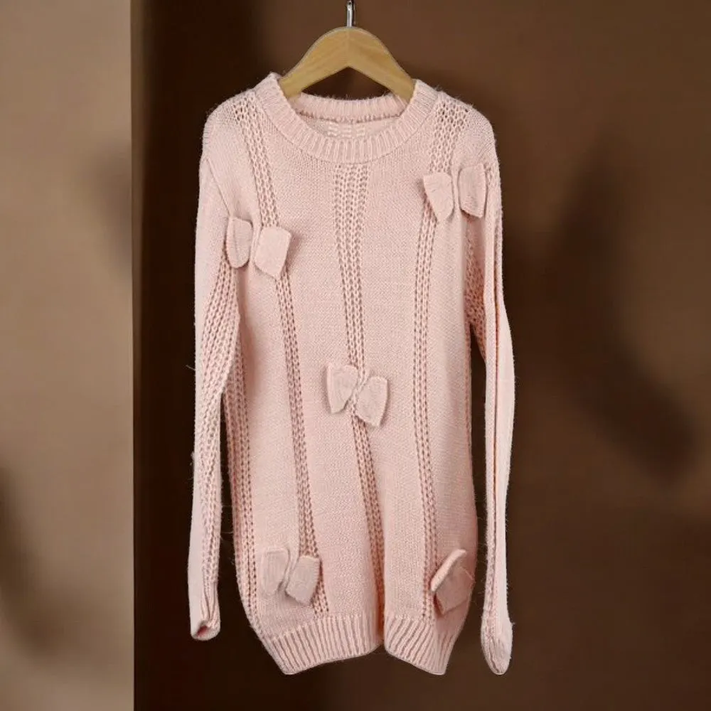Coquette Bow Knitted Jumper Pink