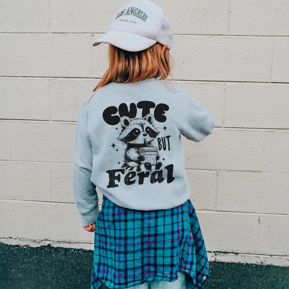 Cute But Feral Raccoon Back Sweatshirt