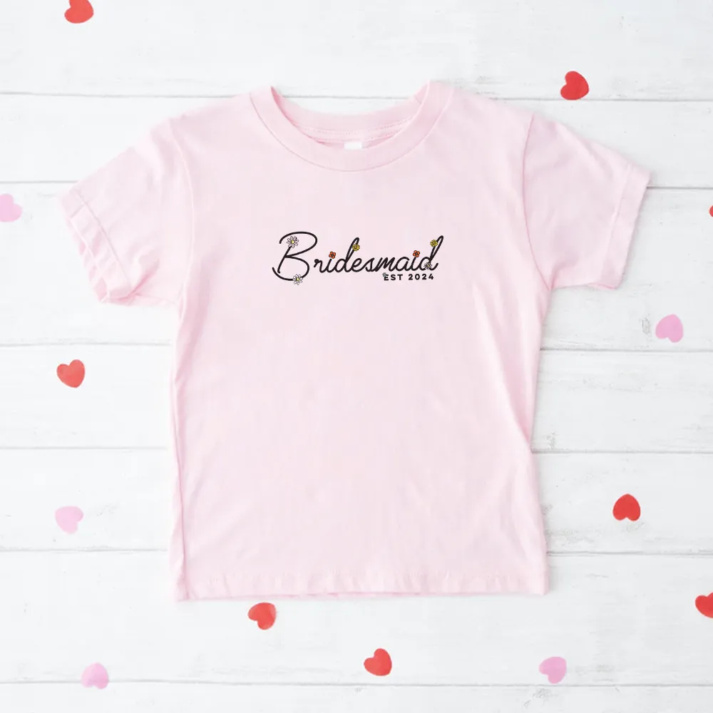 Floral Bridesmaid Established Personalised Year Kids T- Shirt
