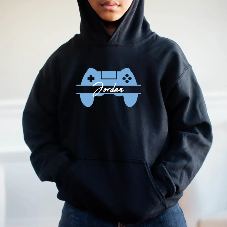 Game Controller Personalised Name Hoodie Black