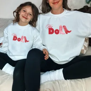 Hey Doll Cowgirl Graphic Matching Sweatshirts