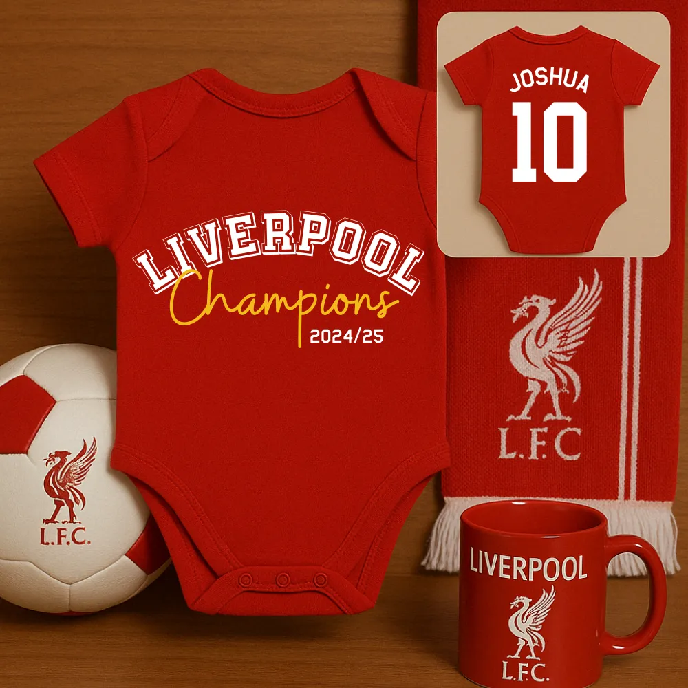Liverpool FC Champions 2024/25 Personalised Baby Vest