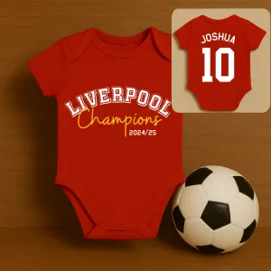 Liverpool FC Champions 2024/25 Personalised Baby Vest