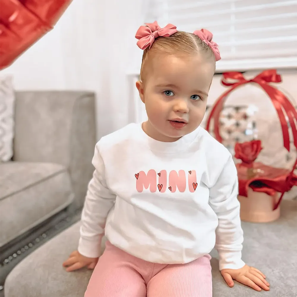 Mama & Mini Hearts Matching White Sweatshirts