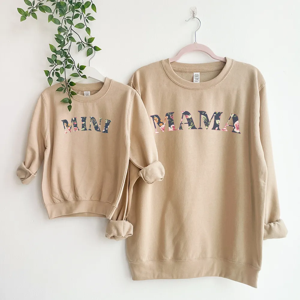 Mama & Mini  Matching Winter Floral Print Sweatshirts