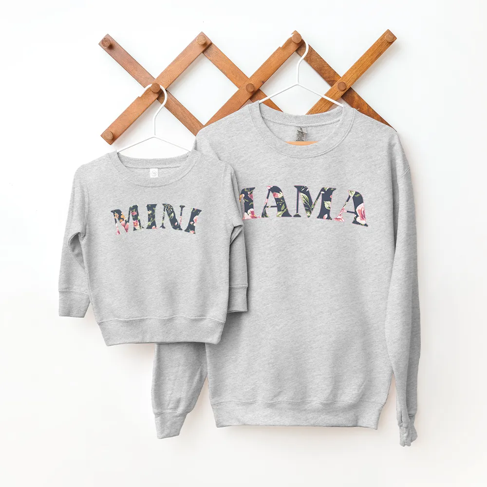 Mama & Mini  Matching Winter Floral Print Sweatshirts