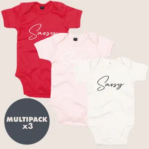 MRK Essentials - Sassy Love Heart 3 Pack Baby Vest Bundle