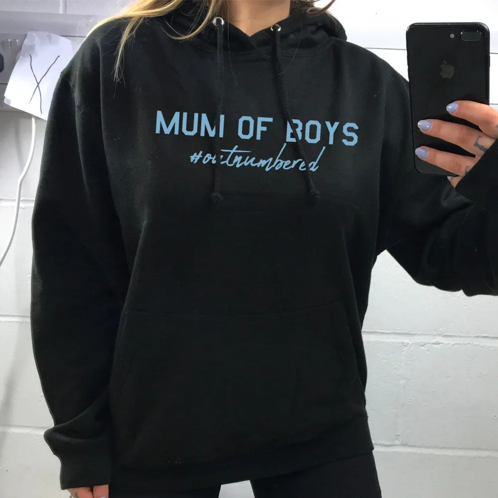 Mum of Boys Hashtag Outnumbered Hoodie (MRK X)