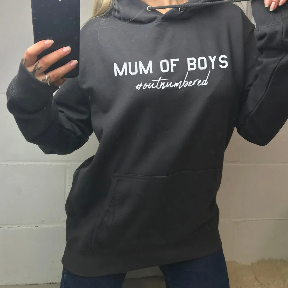 Mum of Boys Hashtag Outnumbered Hoodie (MRK X)
