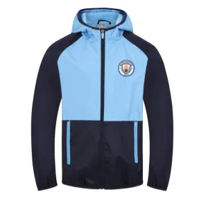 Official Manchester City FC Boys Shower Jacket Sky