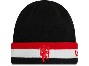 Official New Era Man UTD Flag Cuff Knit Beanie Hat Black Red White