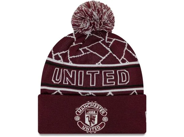 Official New Era Man UTD Sport Beanie Hat Bobble Plumb