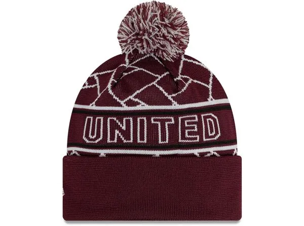Official New Era Man UTD Sport Beanie Hat Bobble Plumb