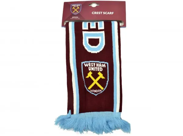 Official West Ham Crest Jacquard Knit Scarf