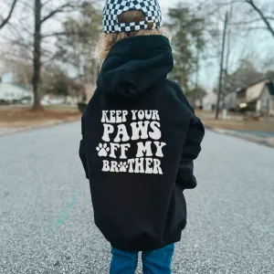 Paws Off My Brother Back Logo Kids Hoodie