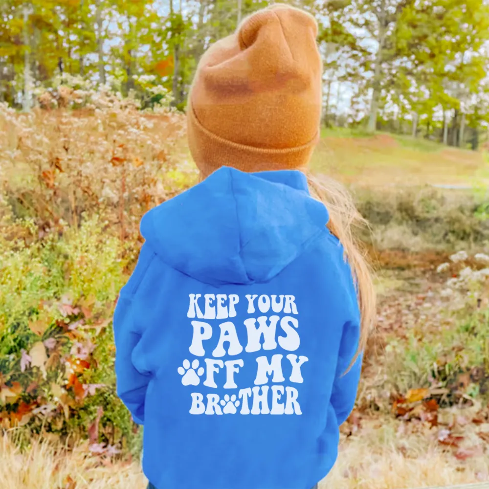 Paws Off My Brother Back Logo Kids Hoodie