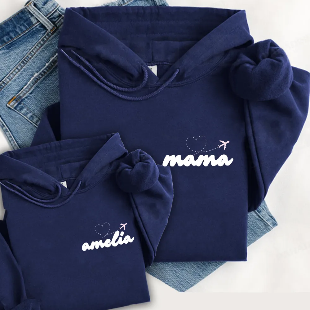 Personalised Airplane Mode Matching Front & Back Logo Hoodies