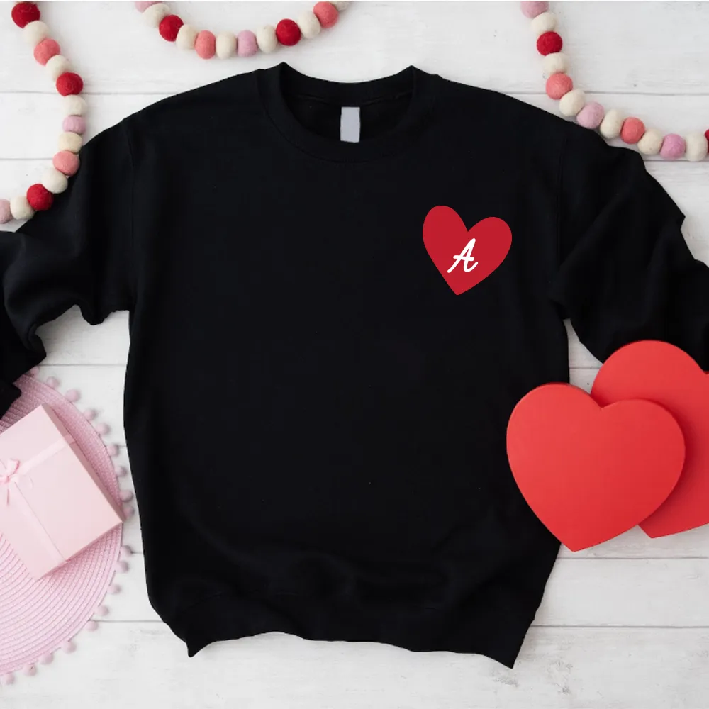 Personalised Heart Initial Kids Pocket Logo Sweatshirt