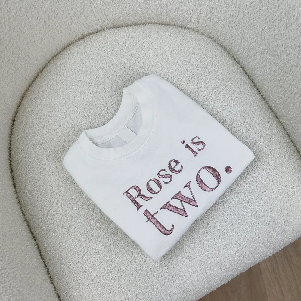 Personalised Name & Age Embroidered White Sweatshirts
