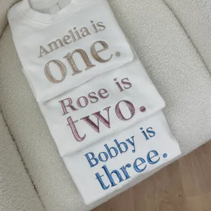 Personalised Name & Age Embroidered White Sweatshirts