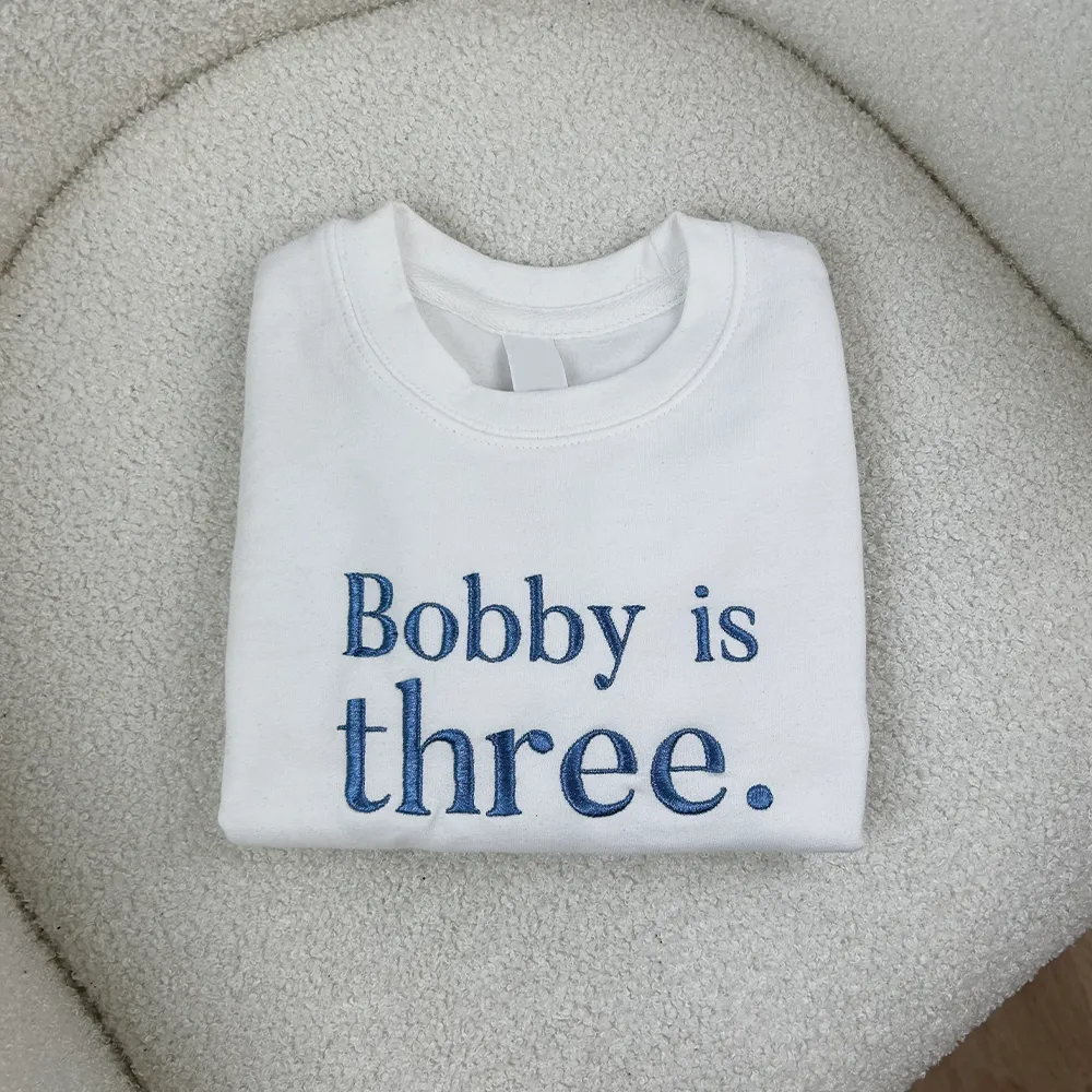 Personalised Name & Age Embroidered White Sweatshirts