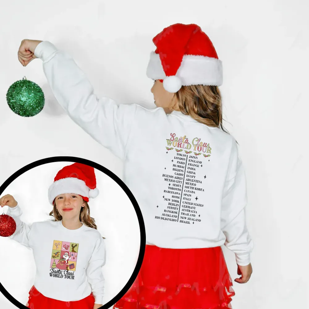 Santa Claus World Tour Front & Back Kids Sweatshirt