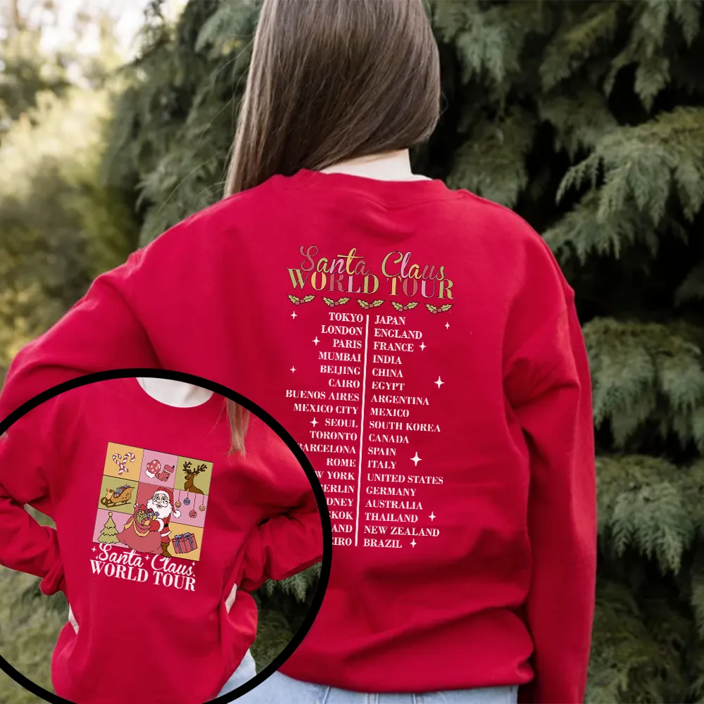 Santa Claus World Tour Front & Back Kids Sweatshirt