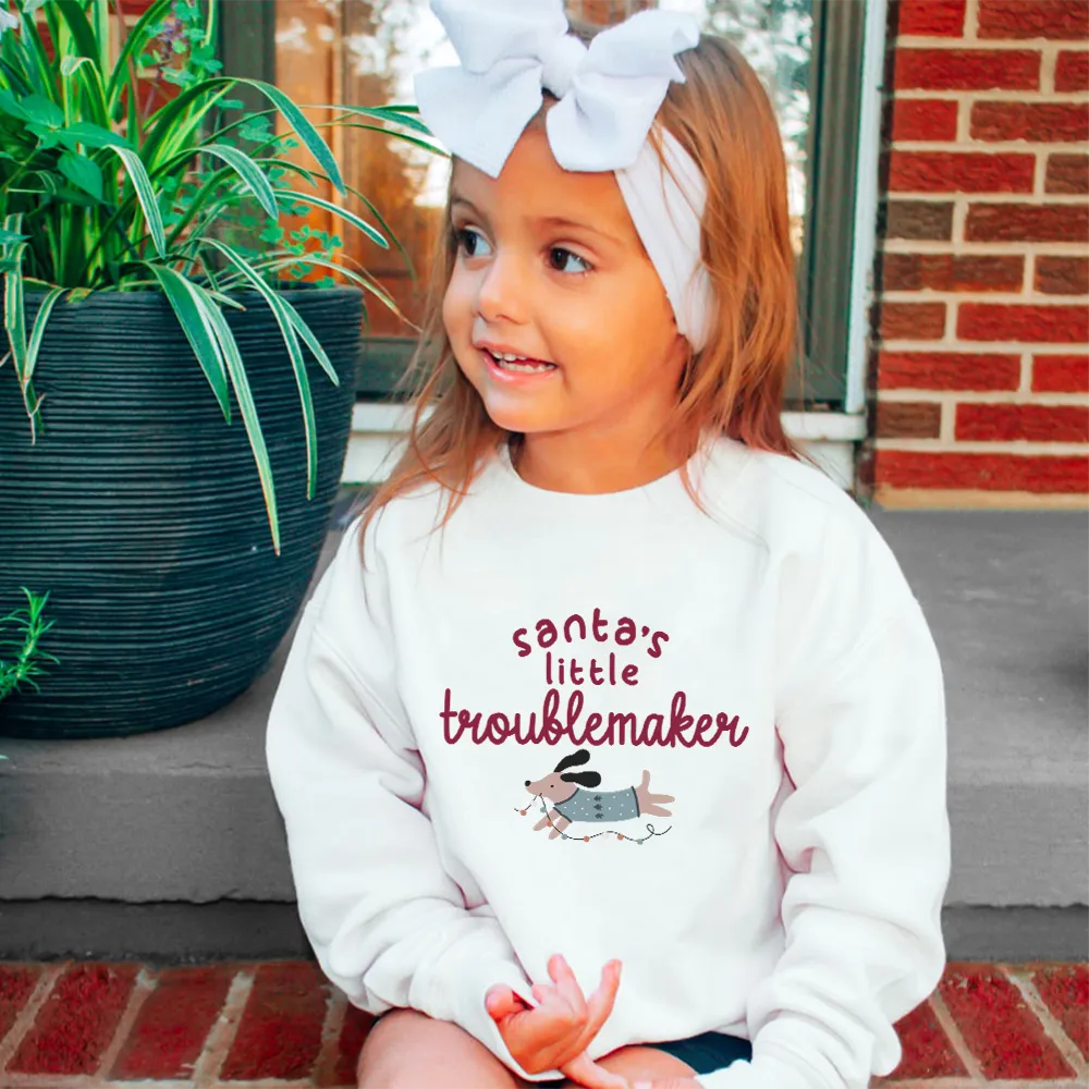 Santa's Little Troublemaker Kids Sweatshirt