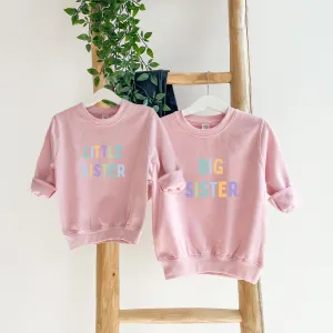 Sister Matching Pastel Block Pink Sweatshirts
